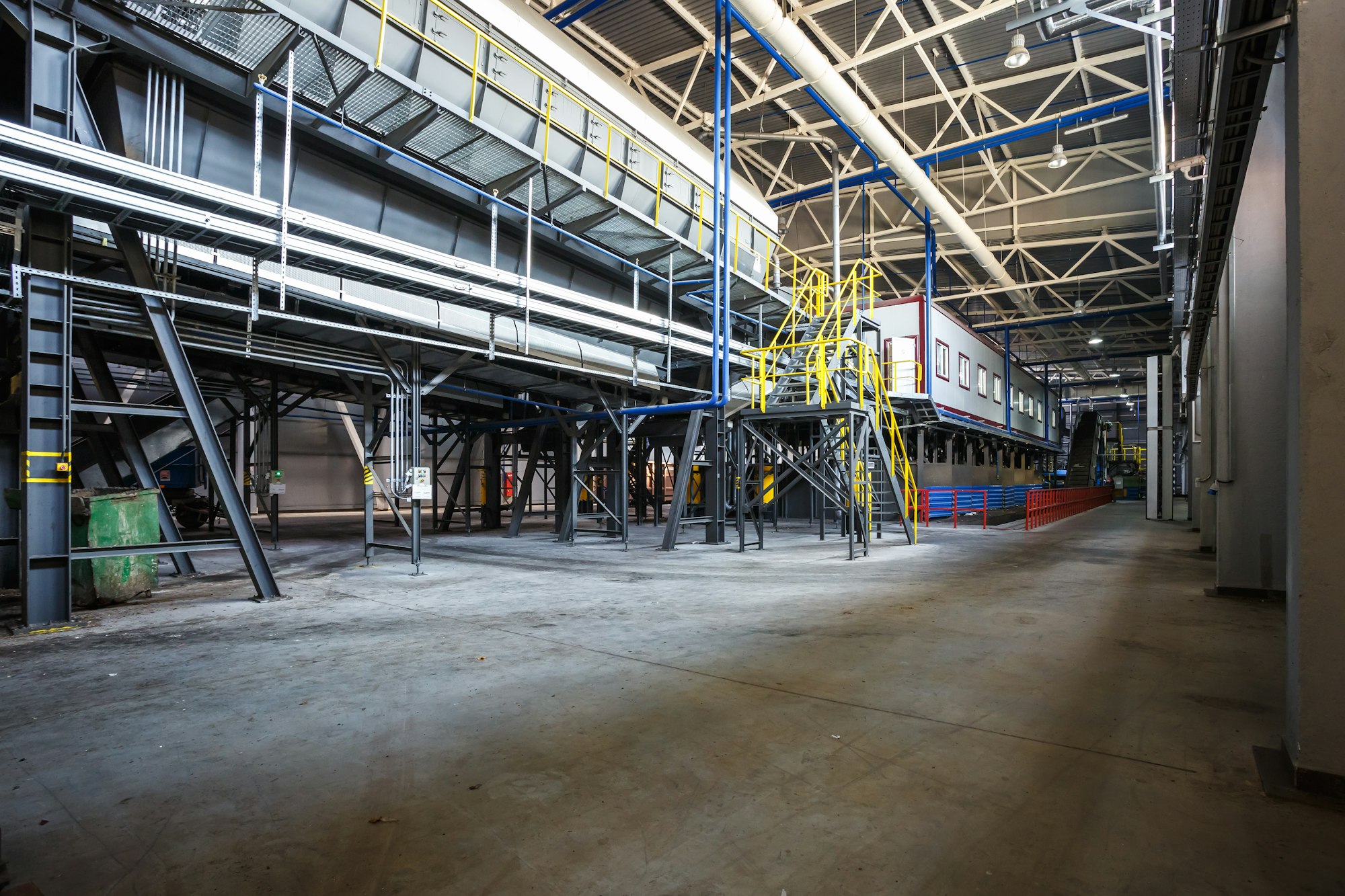 Modern waste recycling processing plant. Recycling and storage of waste for further disposal.